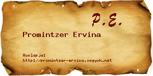 Promintzer Ervina névjegykártya
